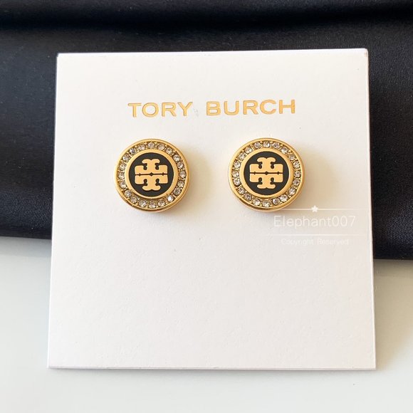 Tory Burch Jewelry - Tory Burch earrings logo gold black earrings
